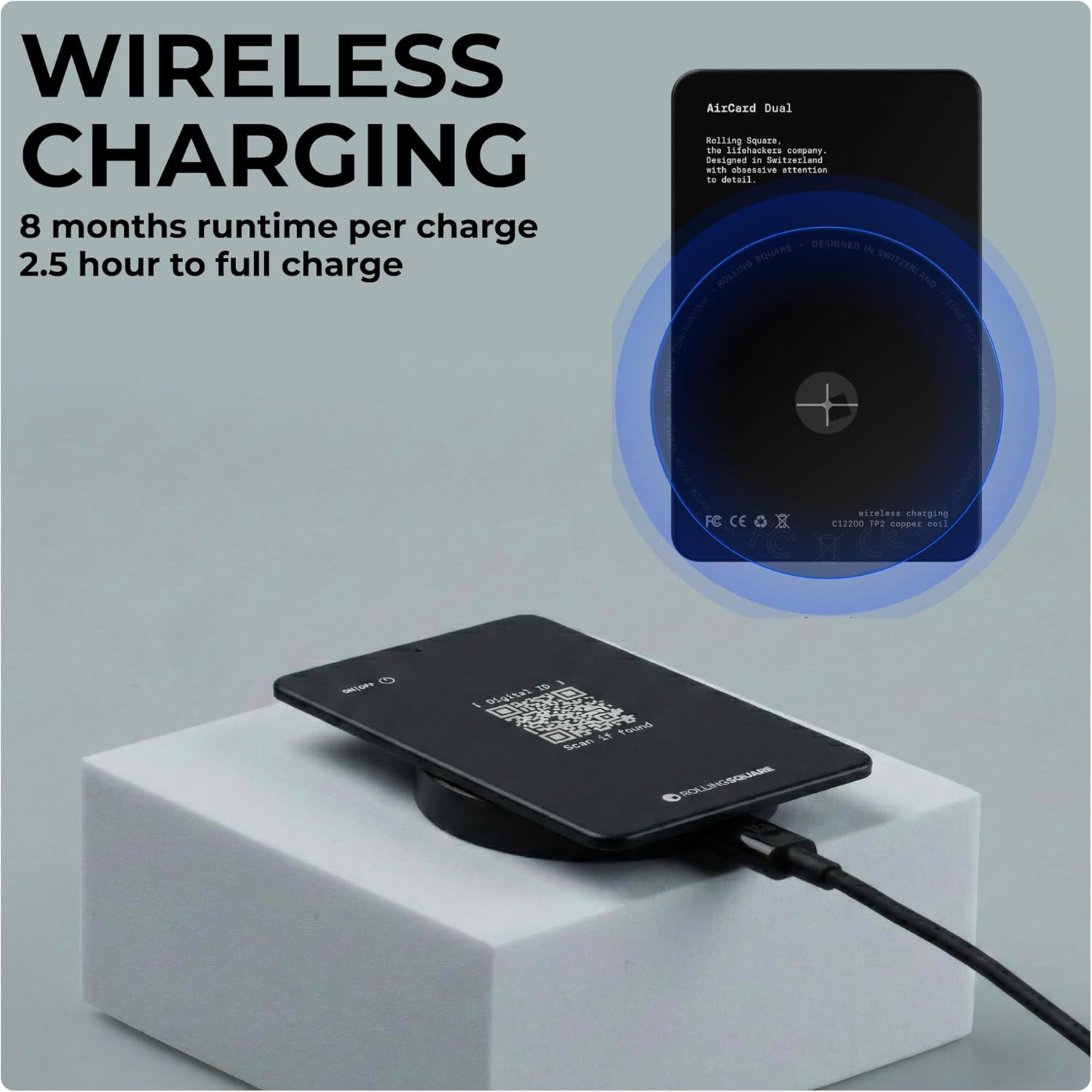 Aircard Dual – Bluetooth Wallet Tracker – Compatibile with Both Apple Ios Find M
