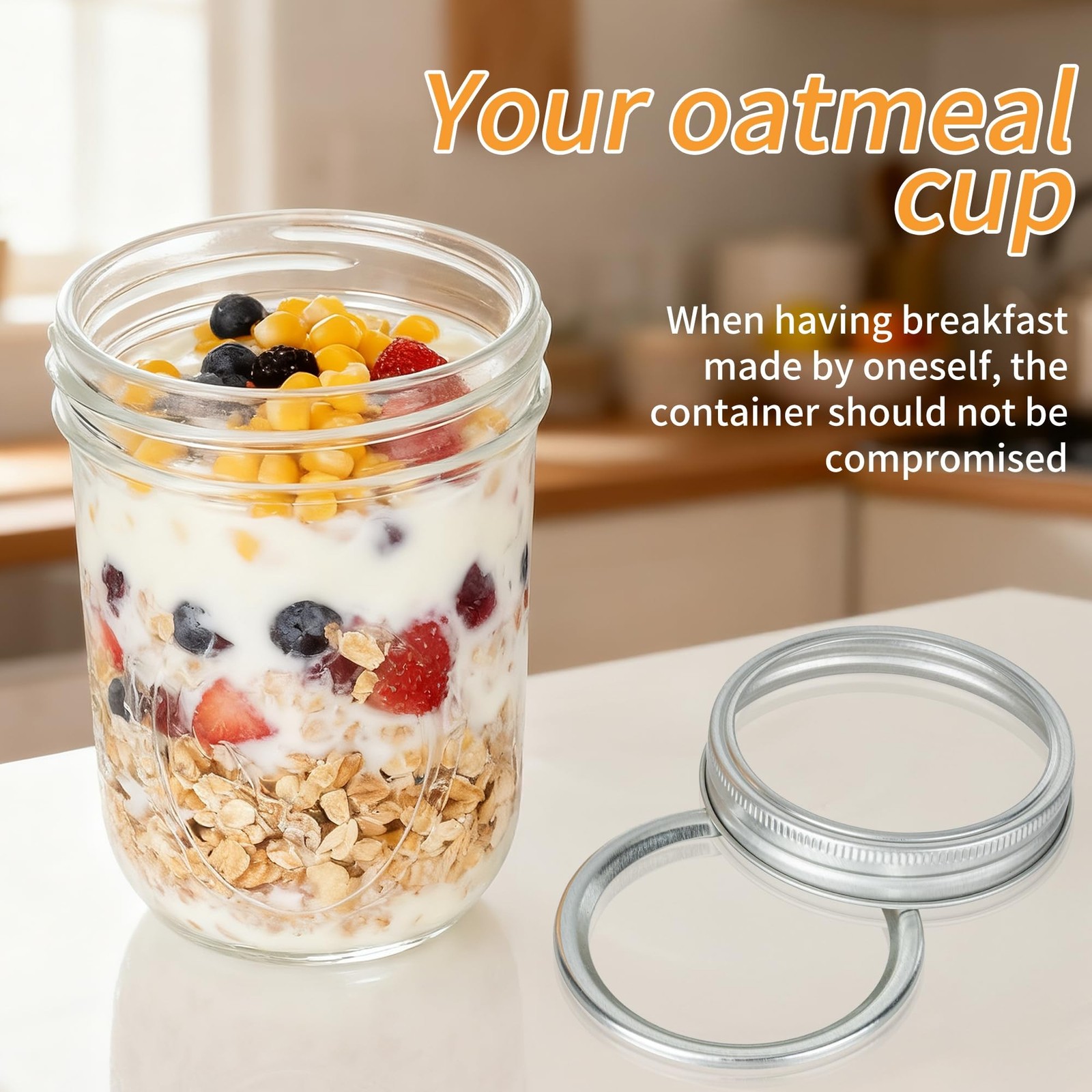 P&C GOODS Wide Mouth Mason Jars 16 oz with Lids 8 Pack, Canning Jars with Met…