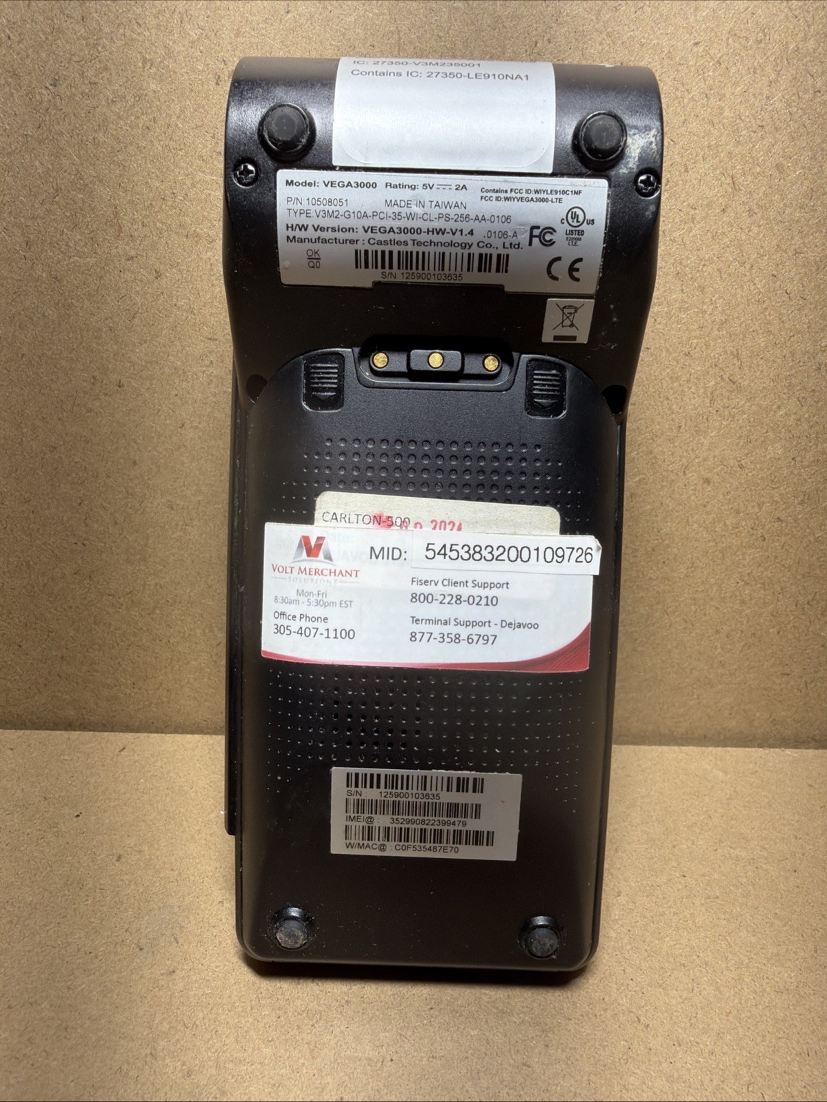Dejavoo Z9 Payment Terminal – WiFi/4G Model: VEGA3000 10508051