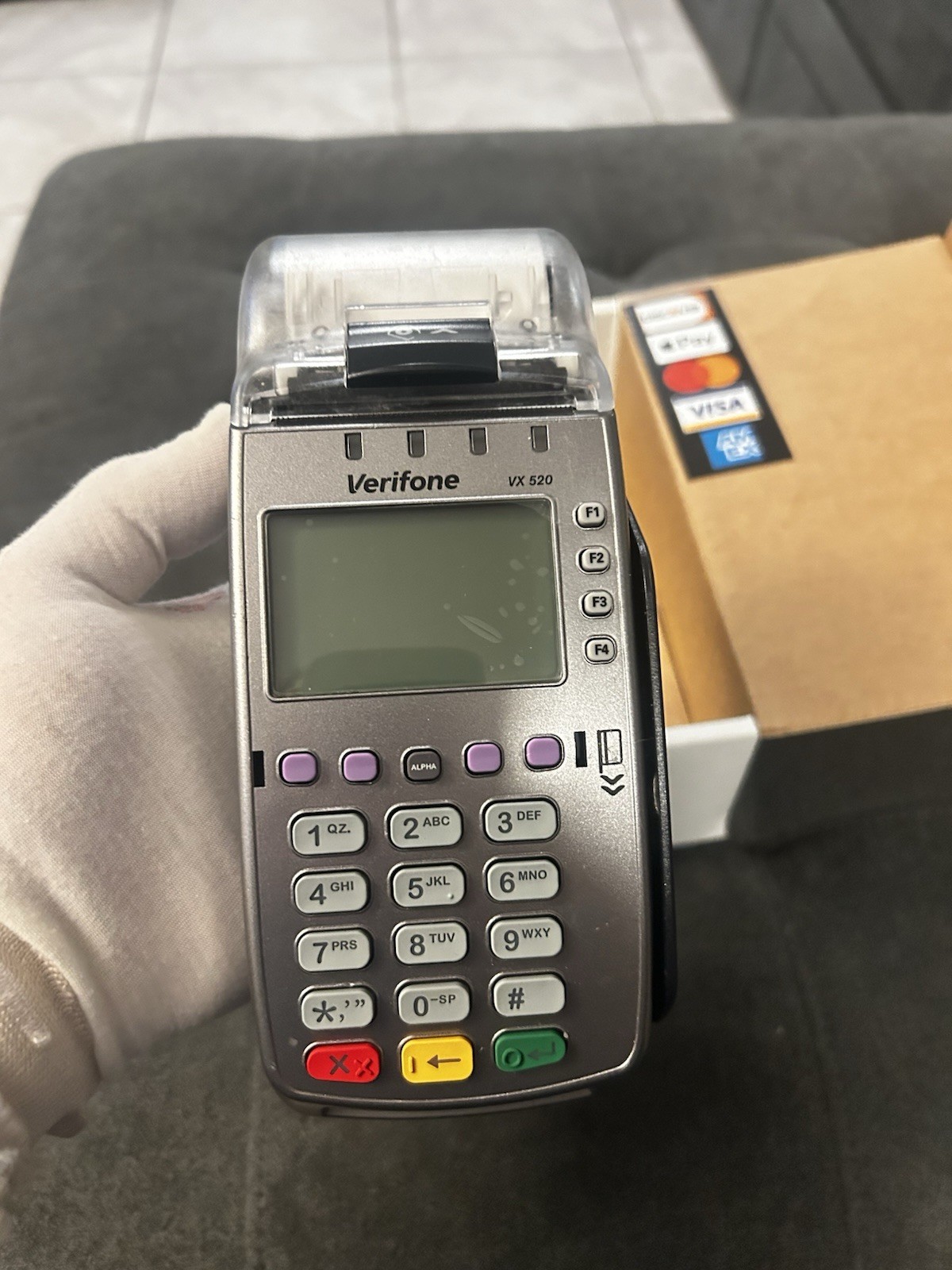 VeriFone VX 520 Wired Credit Card Terminal w/ Power Cord & Receipt Paper Rolls✨