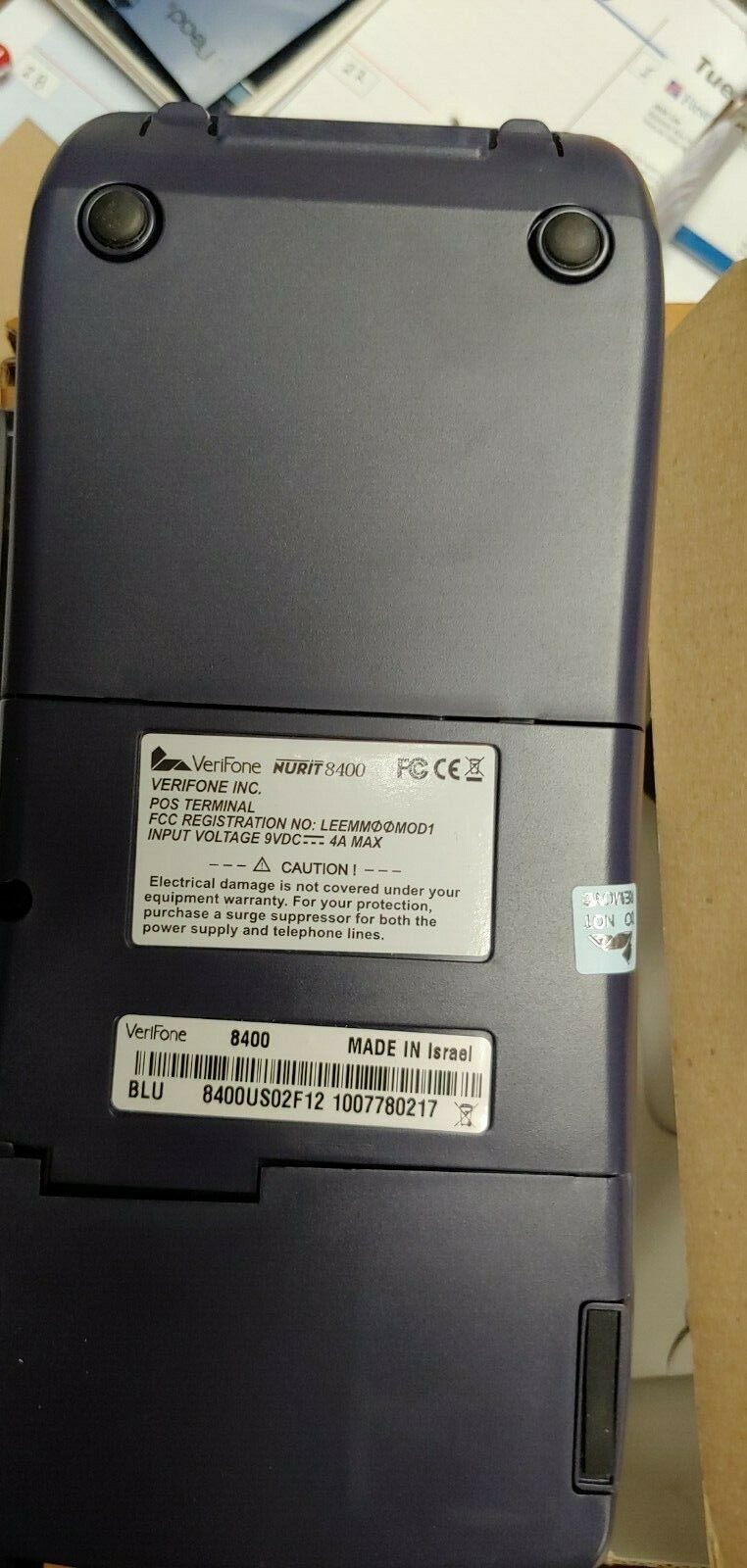 VeriFone Nurit 8400 Point of Sale System Credit Card Reader Terminal 8400US02F12