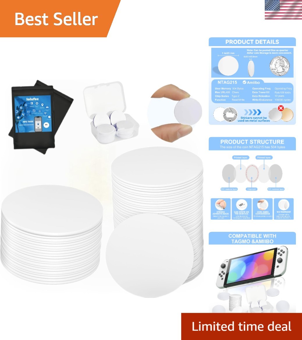 Rewritable 30 Pcs NFC Stickers – High Quality Waterproof Tags for Smart Use