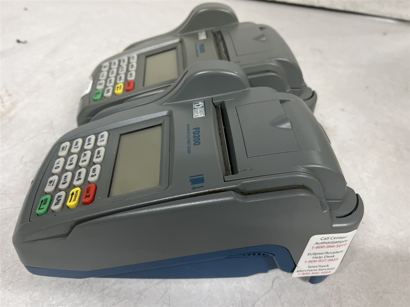 First Data FD200 Credit Card /Check Reader Terminals No Power Supplies LOT OF 2