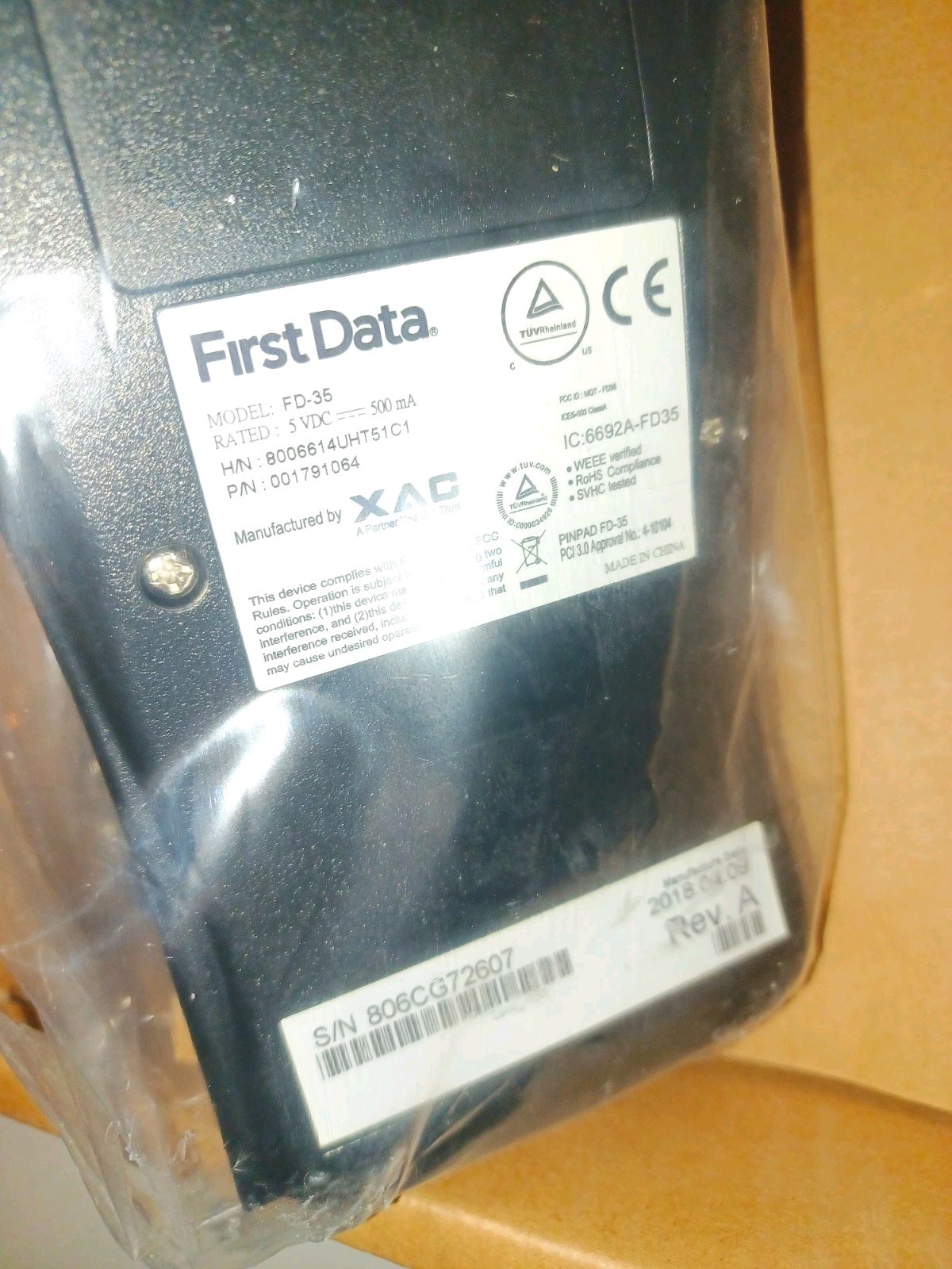 First Data FD-35 Pin Pad Credit Card Reader USB powered WORKING FREE SHIPPING