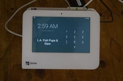 Clover Mini POS System Touchscreen Terminal White with Swivel Stand and Cables