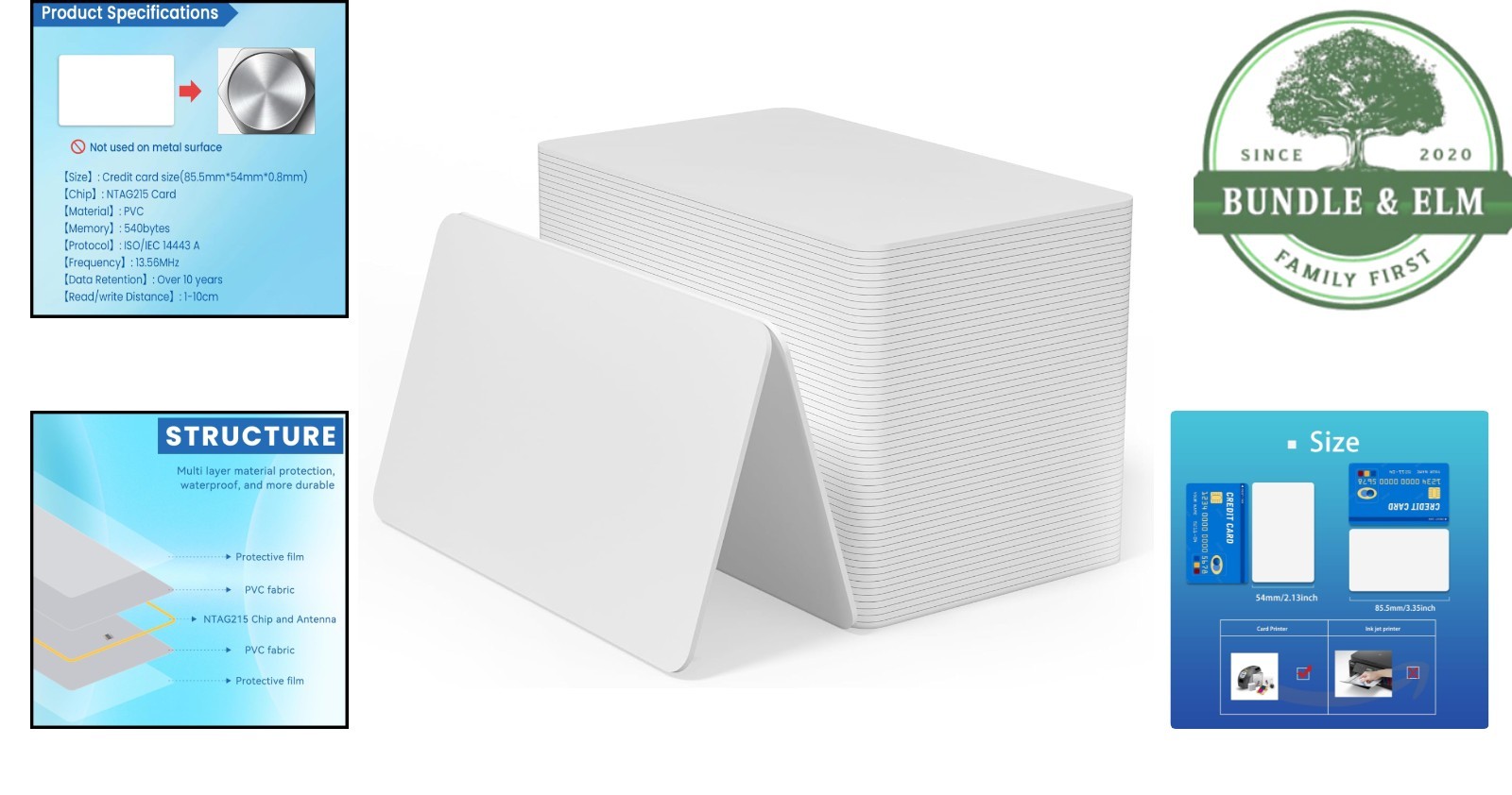 Blank NFC Tags, 50 Count Printable Cards Compatible with TagMo Devices