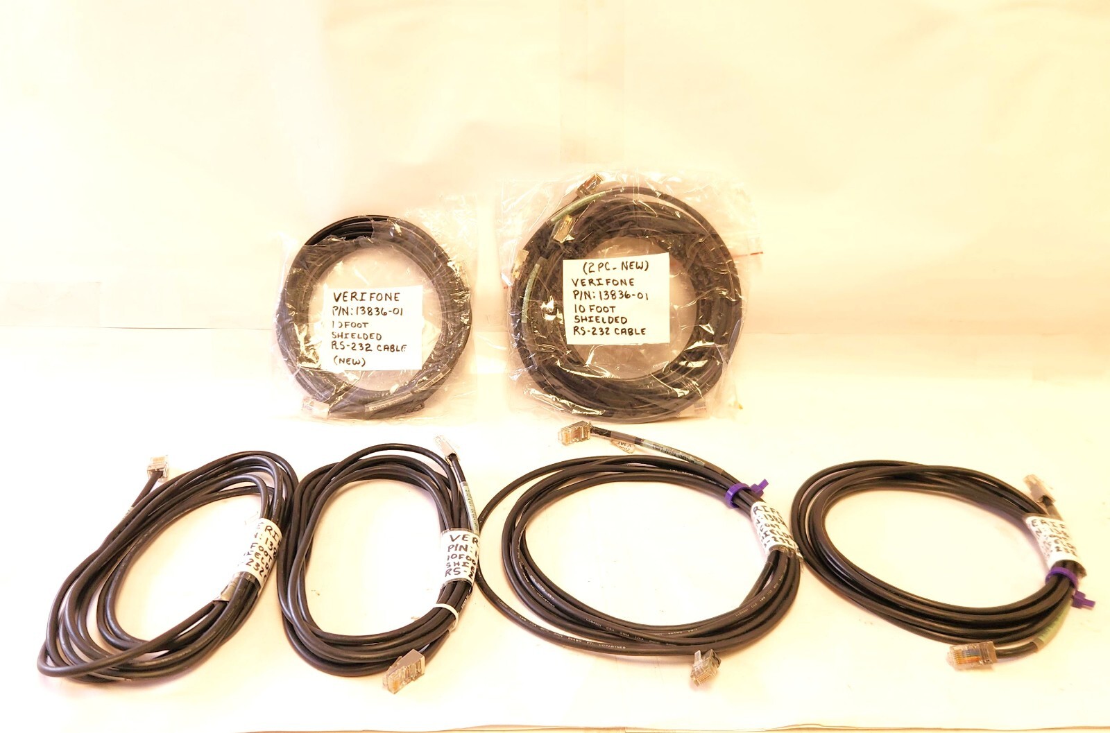 VERIFONE 13836-01, 13836-25, 13836-50 SHIELDED RS-232 CABLE LOT (NEW & USED)