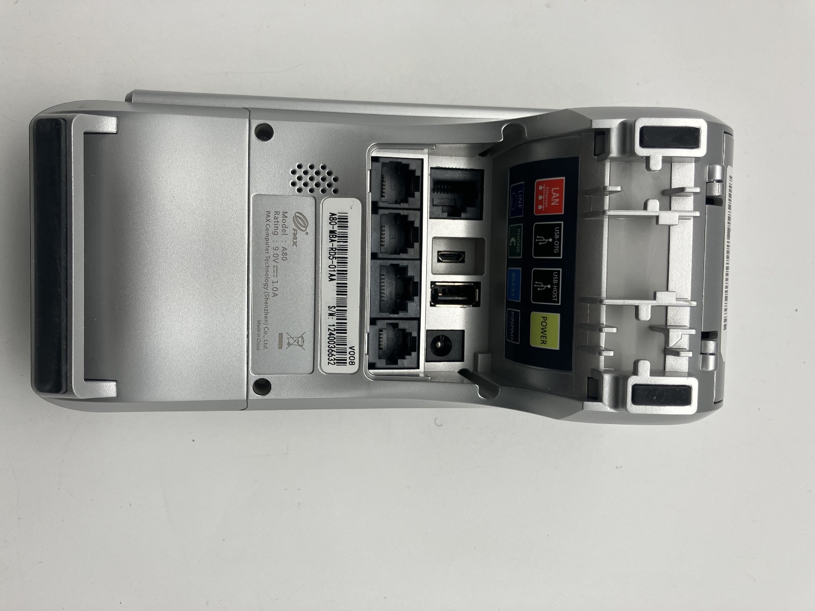 PAX A80 Credit Card Terminal A80-MBA-RD5-01AA POS Payment Device w/ Adapter