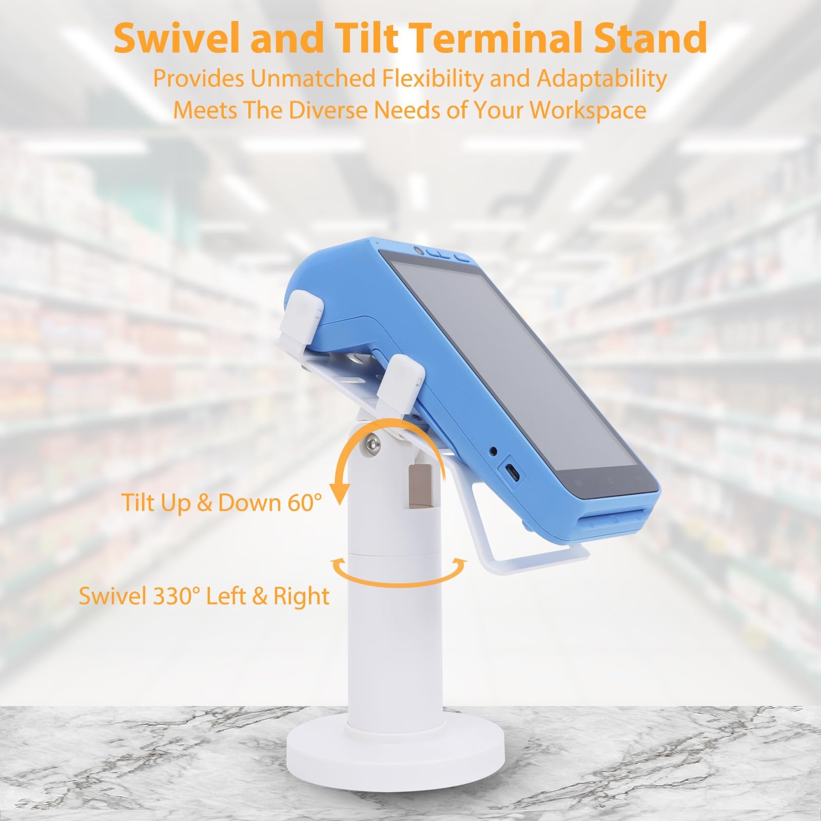 Universal Square POS Machine Terminal Stand, White