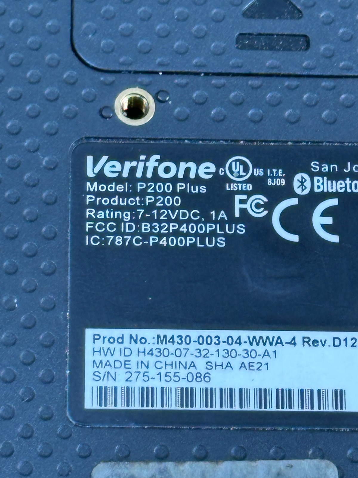 Verifone P200 Plus Point of Sale Pin Pad Credit Card Reader Only – Ships Fast!!!