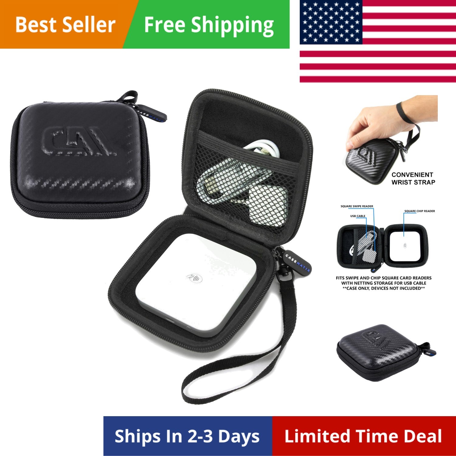 Portable Credit Card Reader Case Compatible with Square Contactless and Chip …