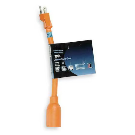 Power First 1Fd76 Adapter, Locking, 5-15P, 10 In., Orange