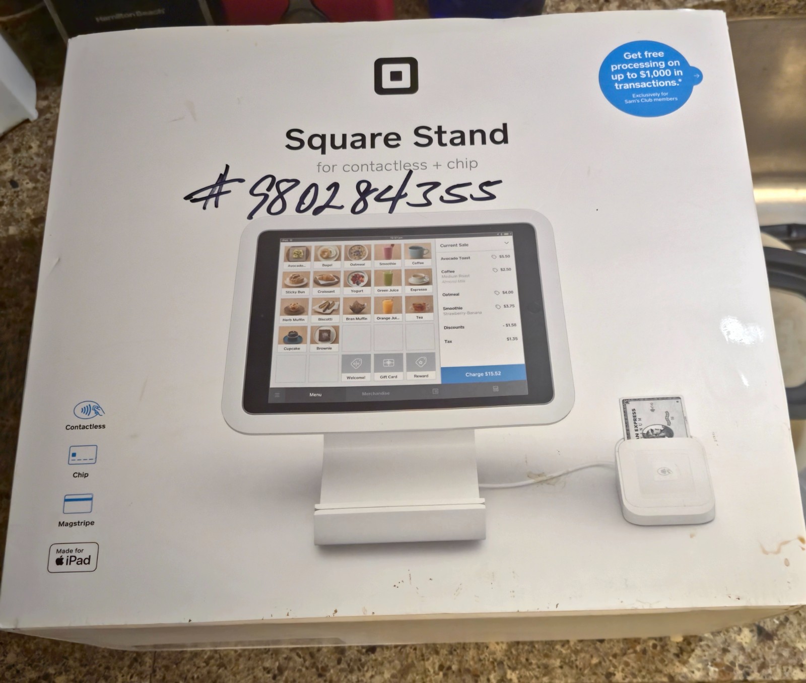 NEW A-SKU-0592-A1 Square Stand for iPad (10.2″ & 10.5″) with Contactless &…