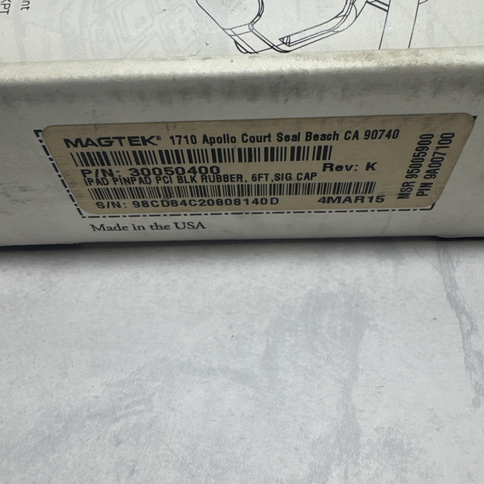 MagTek 30050400 IPAD Pinpad LCD 3 Track Magnetic Stripe USB Card Reader