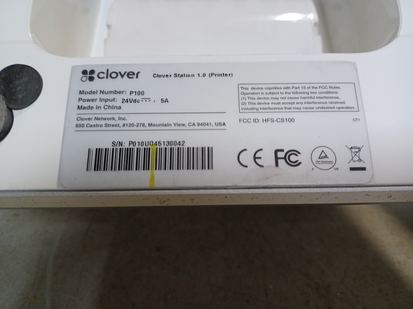 CLOVER C100 13″ Touch Screen POS System and 2x P100 Receipt Printers – UNTESTED