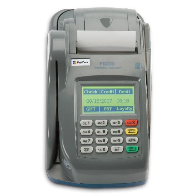 First Data FD-200 Credit Card Check Terminal With Cable & Pinpad FD-10C USED