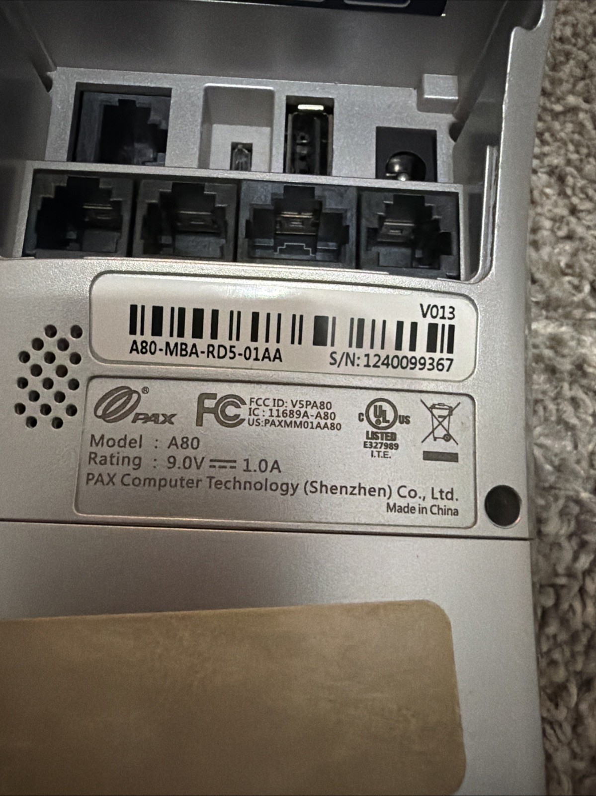 PAX A80 Android Desktop Payment Terminal (A80-MBA-RD5-01AA)