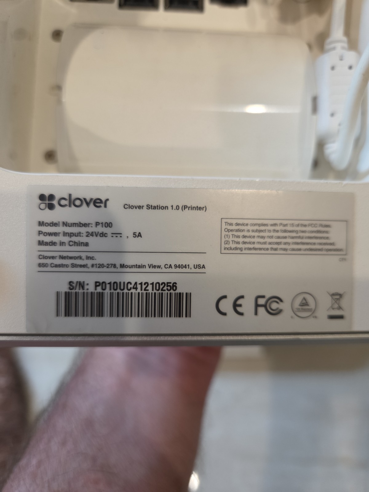 Clover Station C100 POS System Printer Power Cord Screen P100 Receipt Bundle