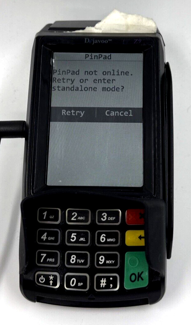 Dejavoo Z9 3.5″ VEGA3000 LCD POS Credit Card Terminal w/ No Power Cord/Tested