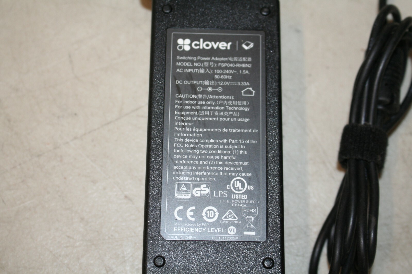 GENUINE OEM CLOVER FSP040-RHBN2 12V 3.33A POWER SUPPLY ADAPTER FOR C300 C400 POS