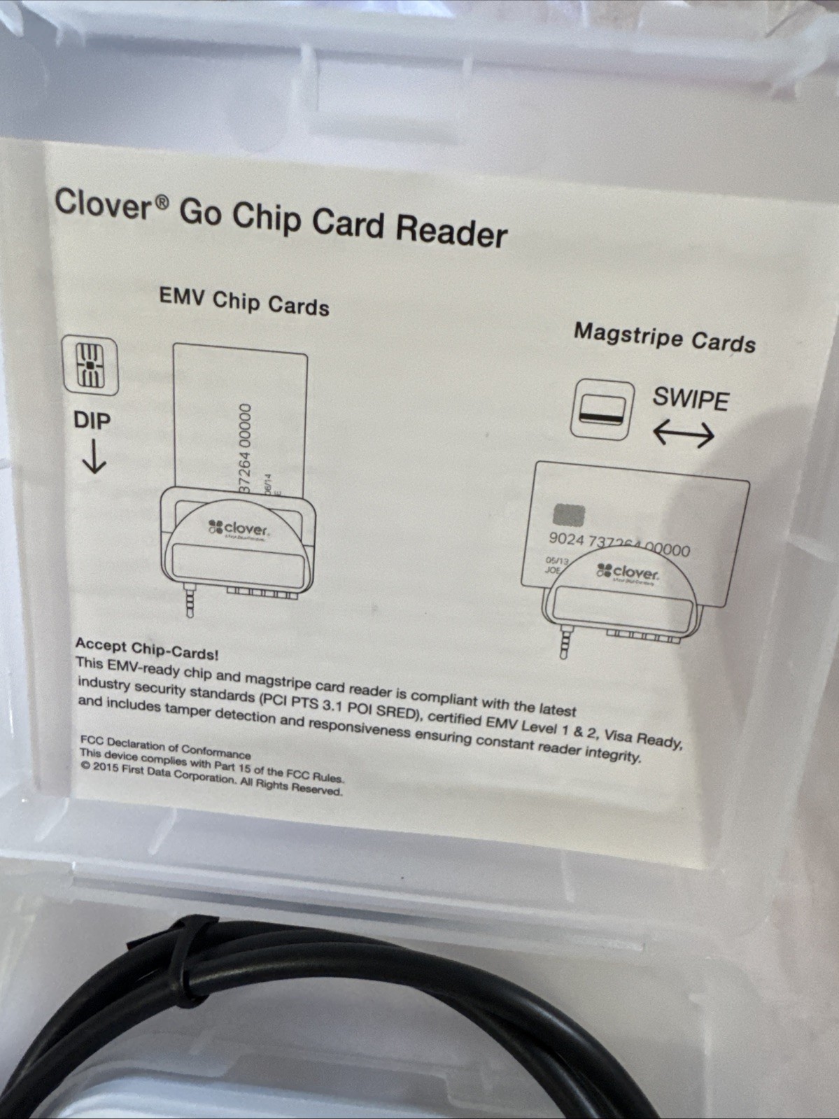 Clover Go Chip Card Reader RP350X and Charging Cable Credit Card