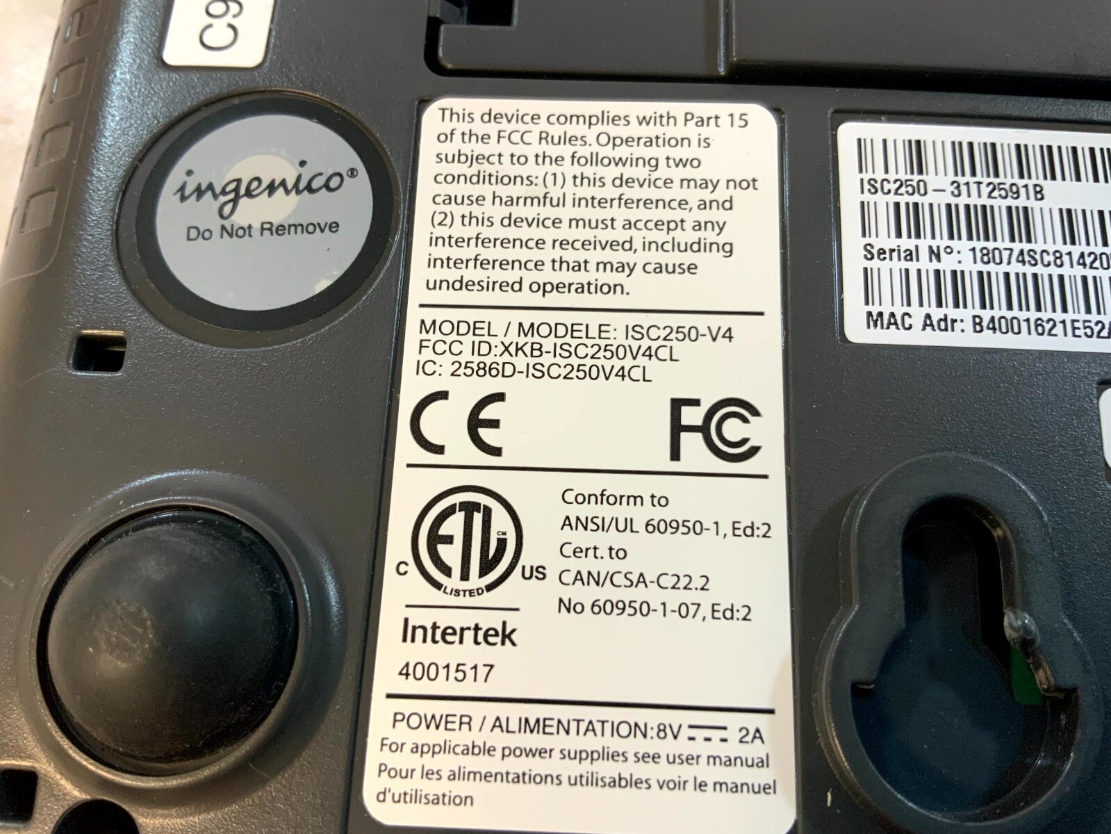 Ingenico iSC Touch 250 ISC250-V4 NFC Payment Terminal Black 4.3″ Widescreen O2D*