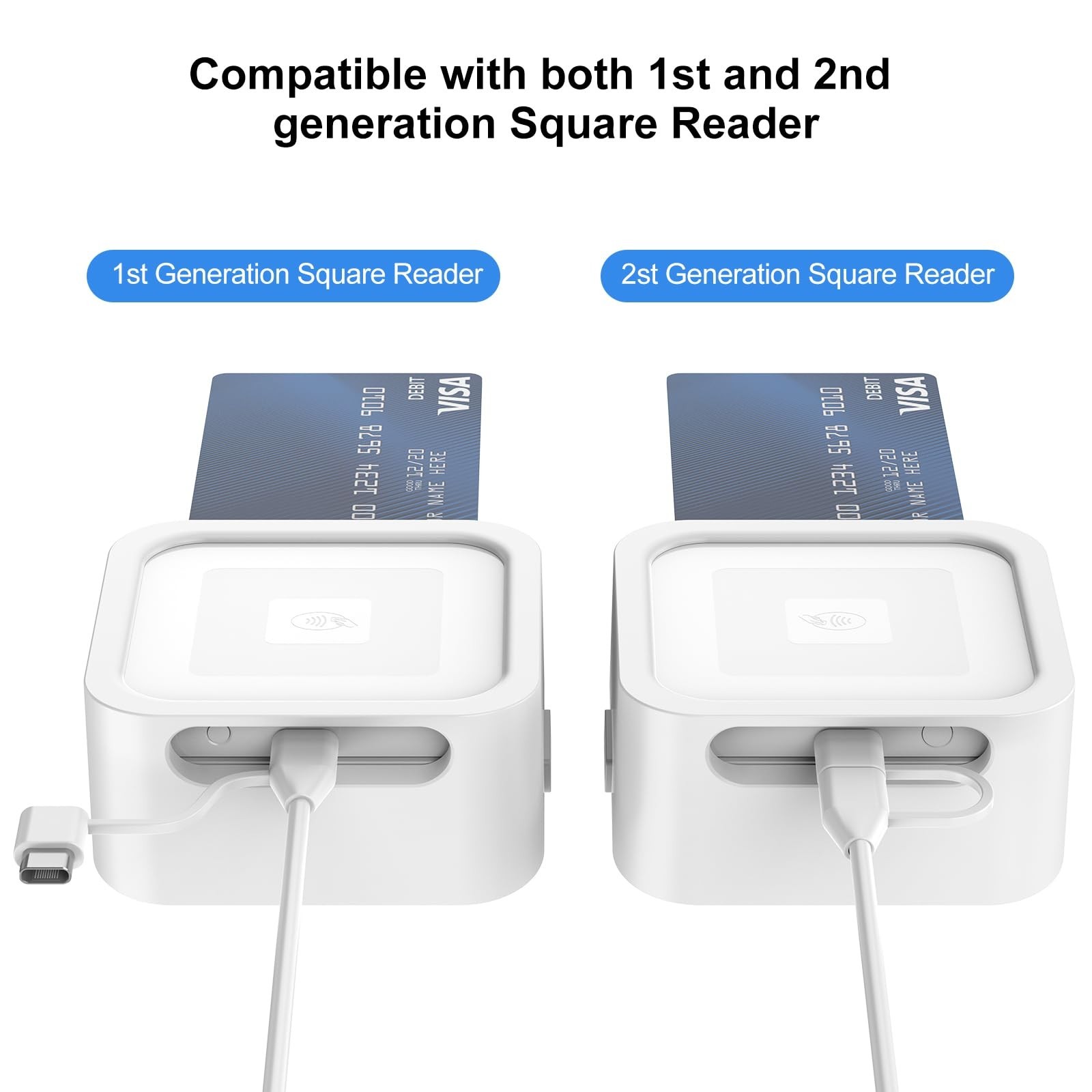 Compact Credit Card Dock for Square Reader 1st/2nd Gen, Anti-Sleep, Easy One-Cli