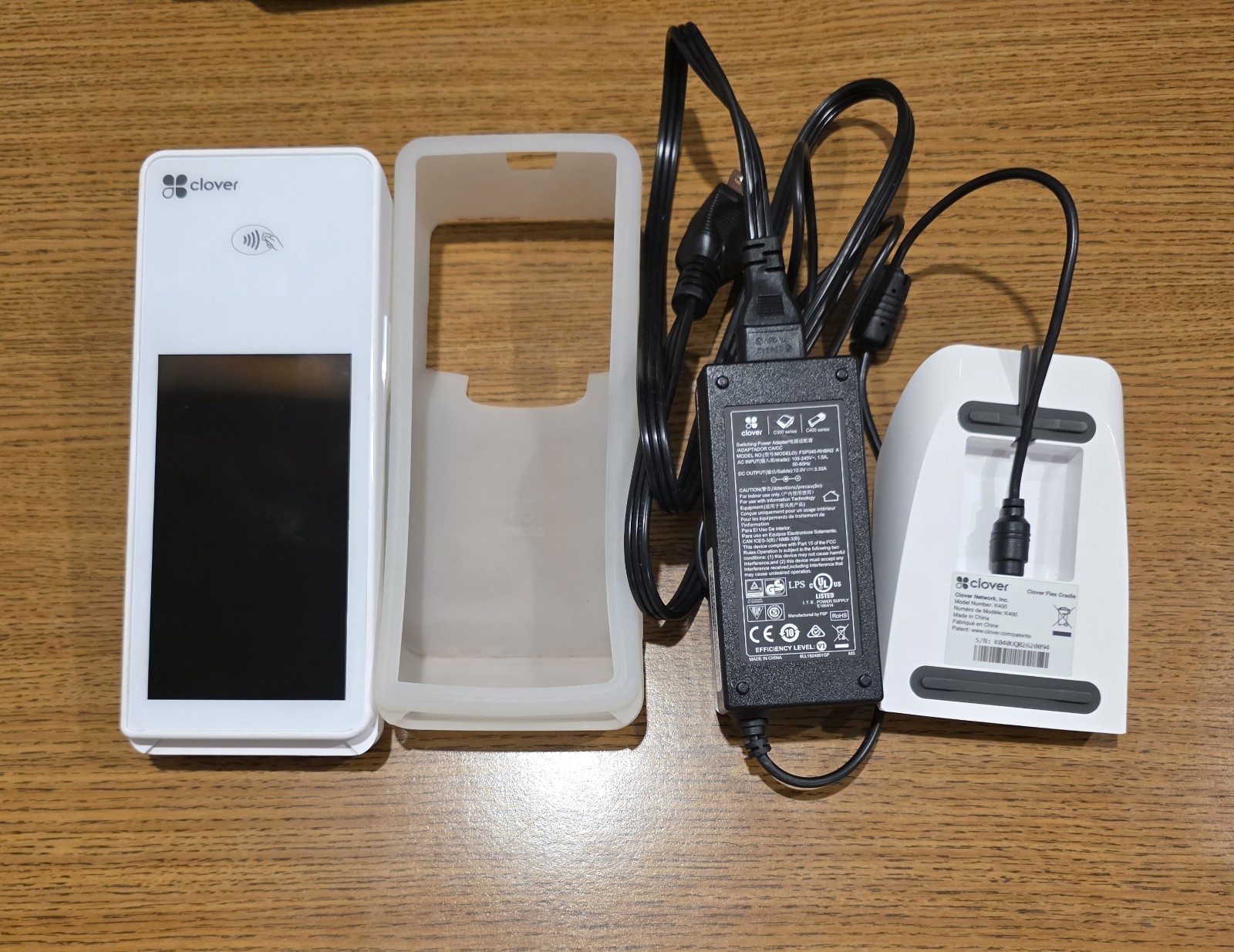 Clover Flex Handheld POS System Model C403 with 2 K400 Cradles WiFi