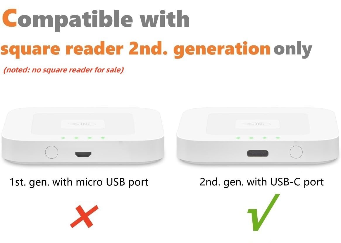 Square Dock & Holder Stand for 2nd Gen Card Reader, Anti-Slip, Portable with Cha