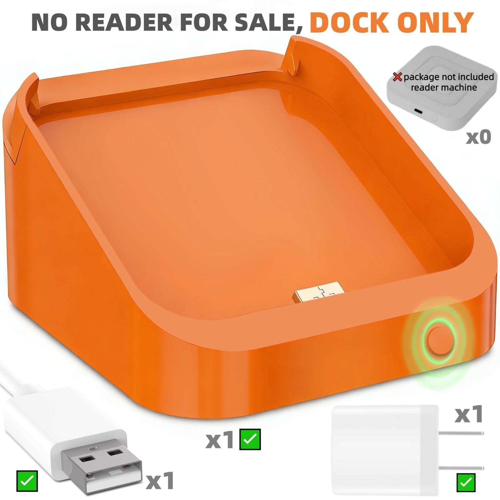 Square Dock & Holder Stand for 2nd Gen Card Reader, Anti-Slip, Portable with Cha