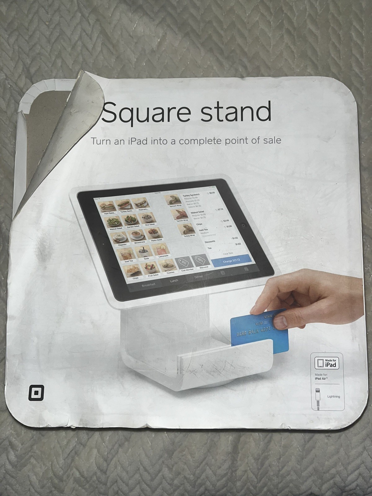 Square Stand for iPad Air — Lightning Connector White Model #S025 – New