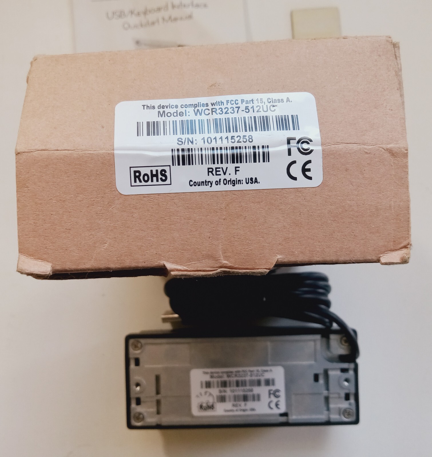 IDTECH Omni Combined Bar Code And Magnetic Stripe Reader Model WCR3237-512UC