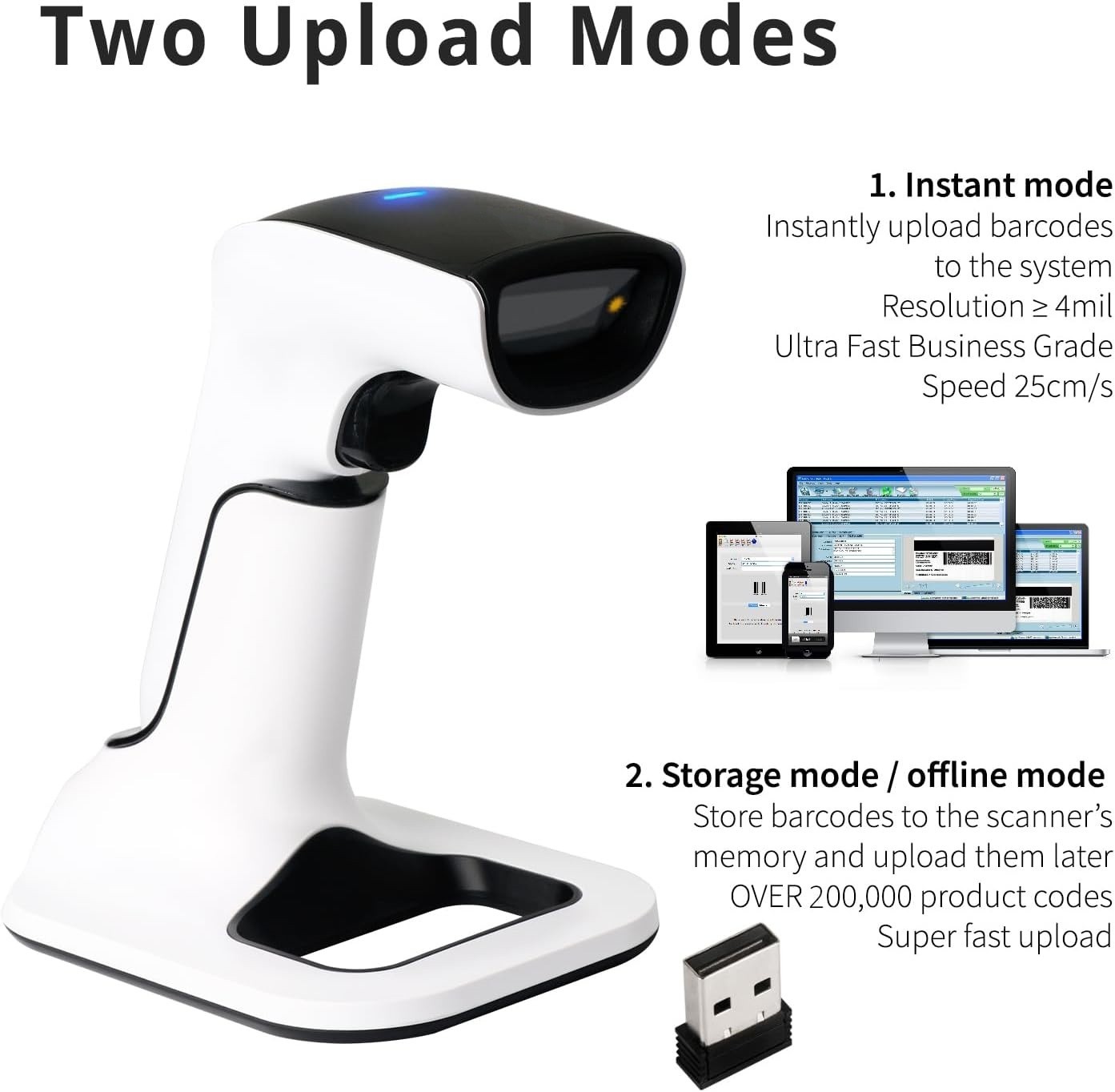 Escáner de mano para escritorio, portátil, POS, teléfono inteligente, tableta US