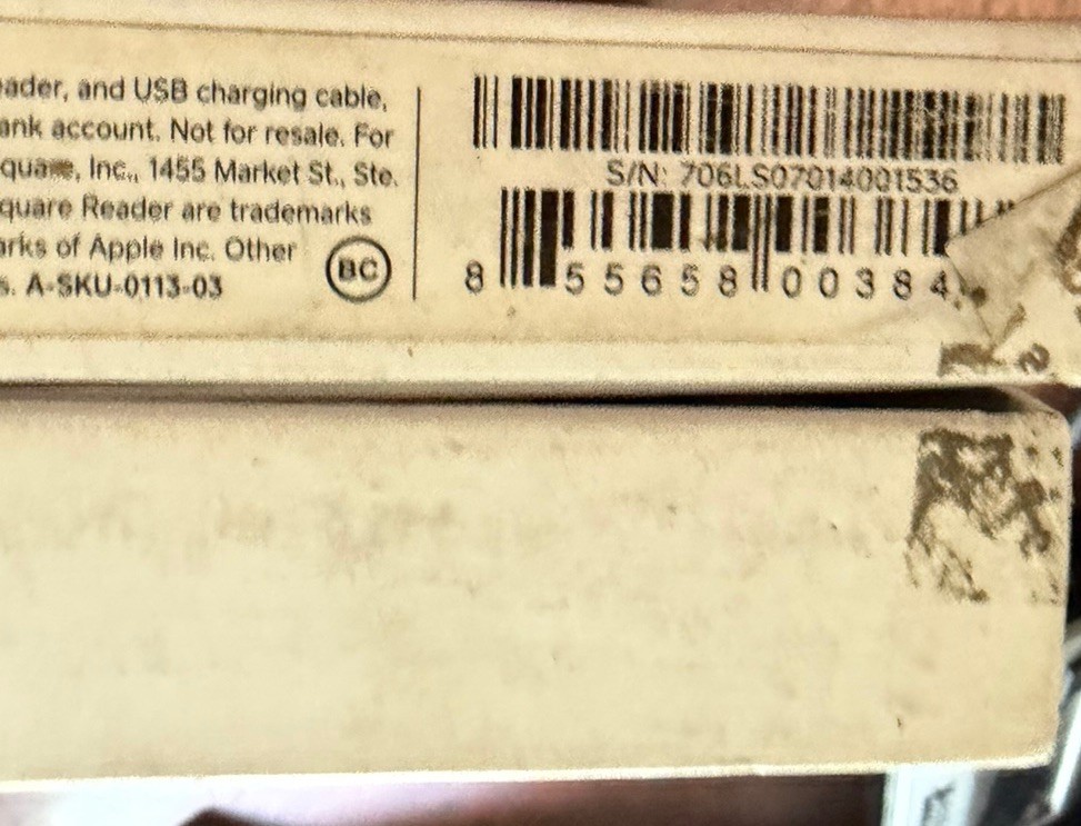 Square Contactless & Chip Reader A-SKU-0113-03 w/ Box Cable Untested AS-IS
