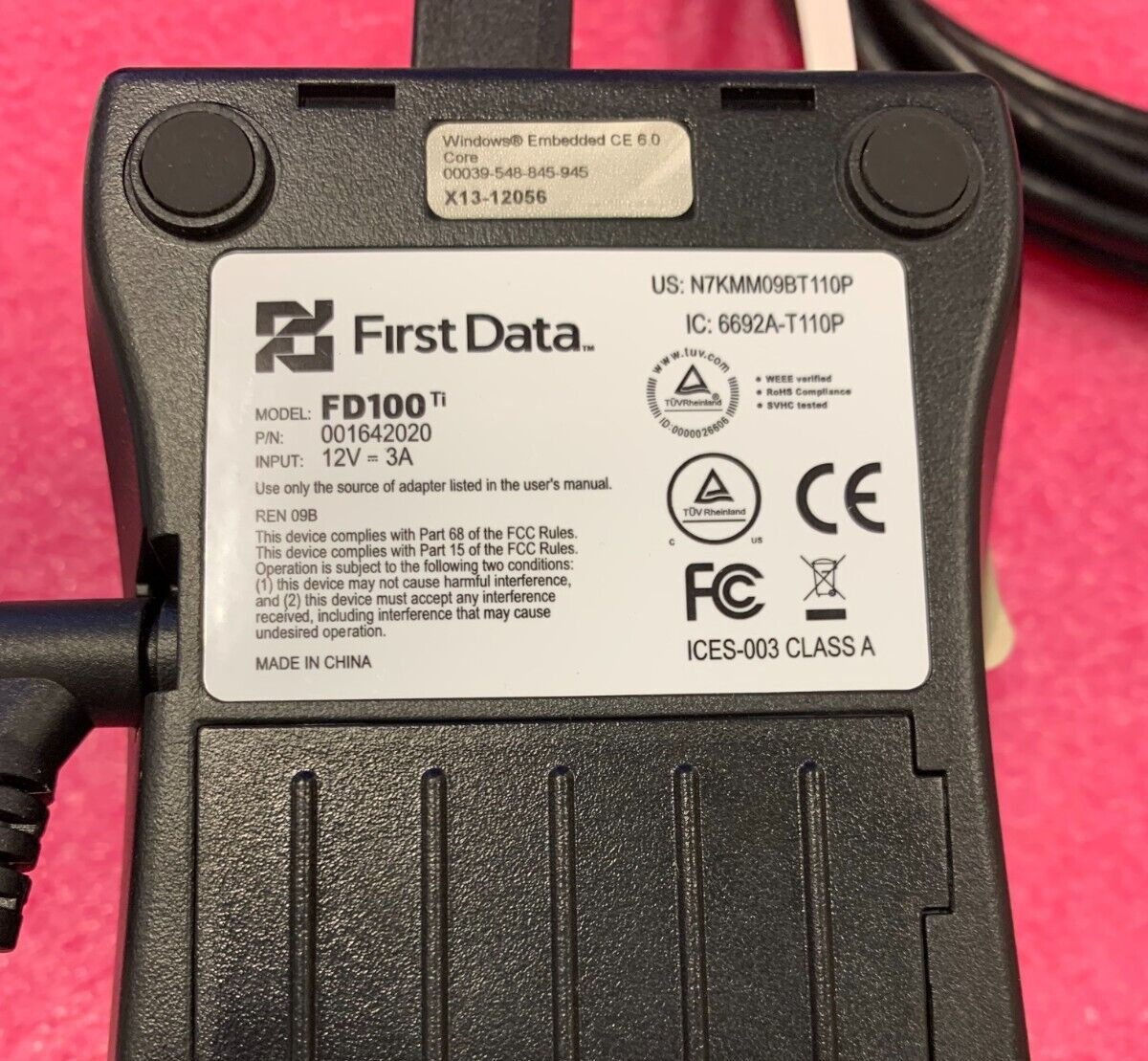 First Data FD100ti Credit Card Machine w/ Phone/Power/USB Cords