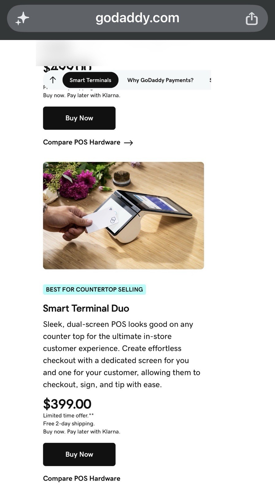 Godaddy POS Duo Terminal WiFi LTE