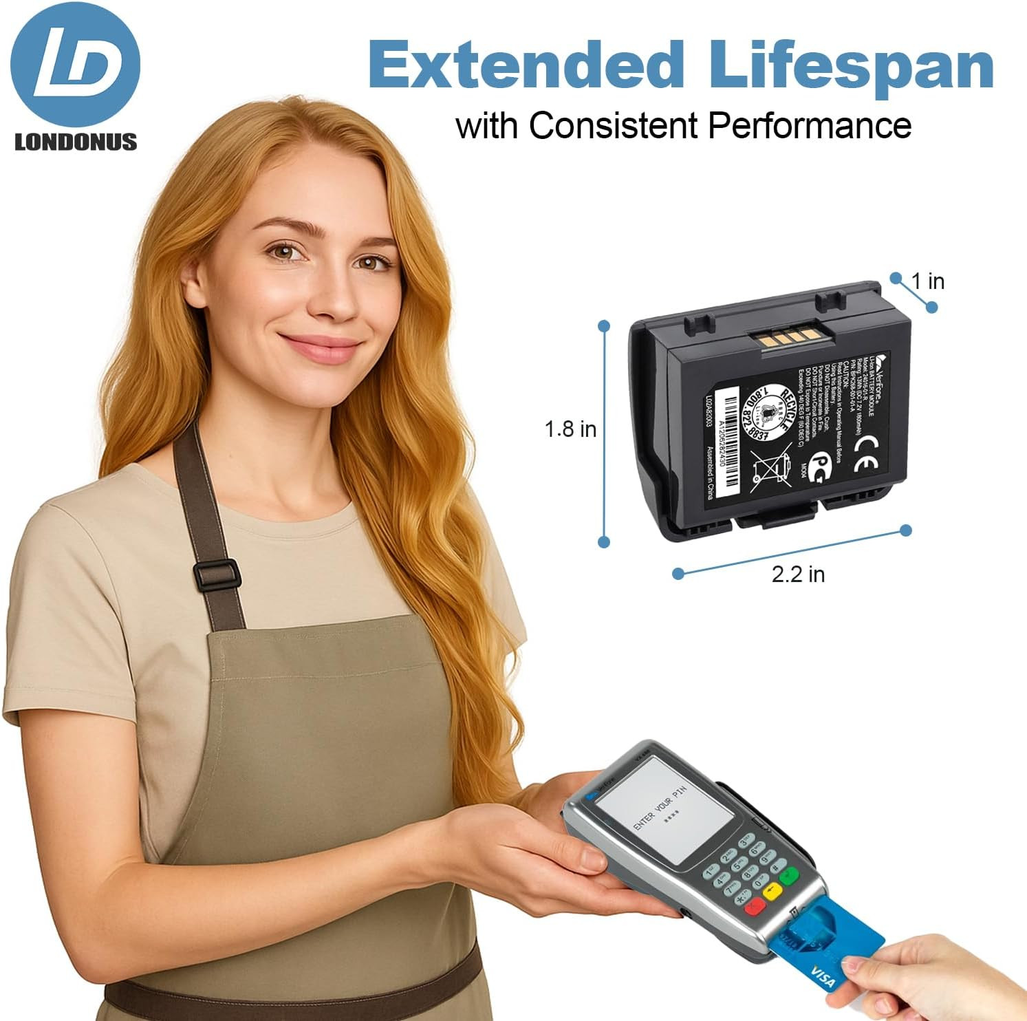 OEM for Verifone Digital Credit Card Reader Battery Compatible with Verifone VX