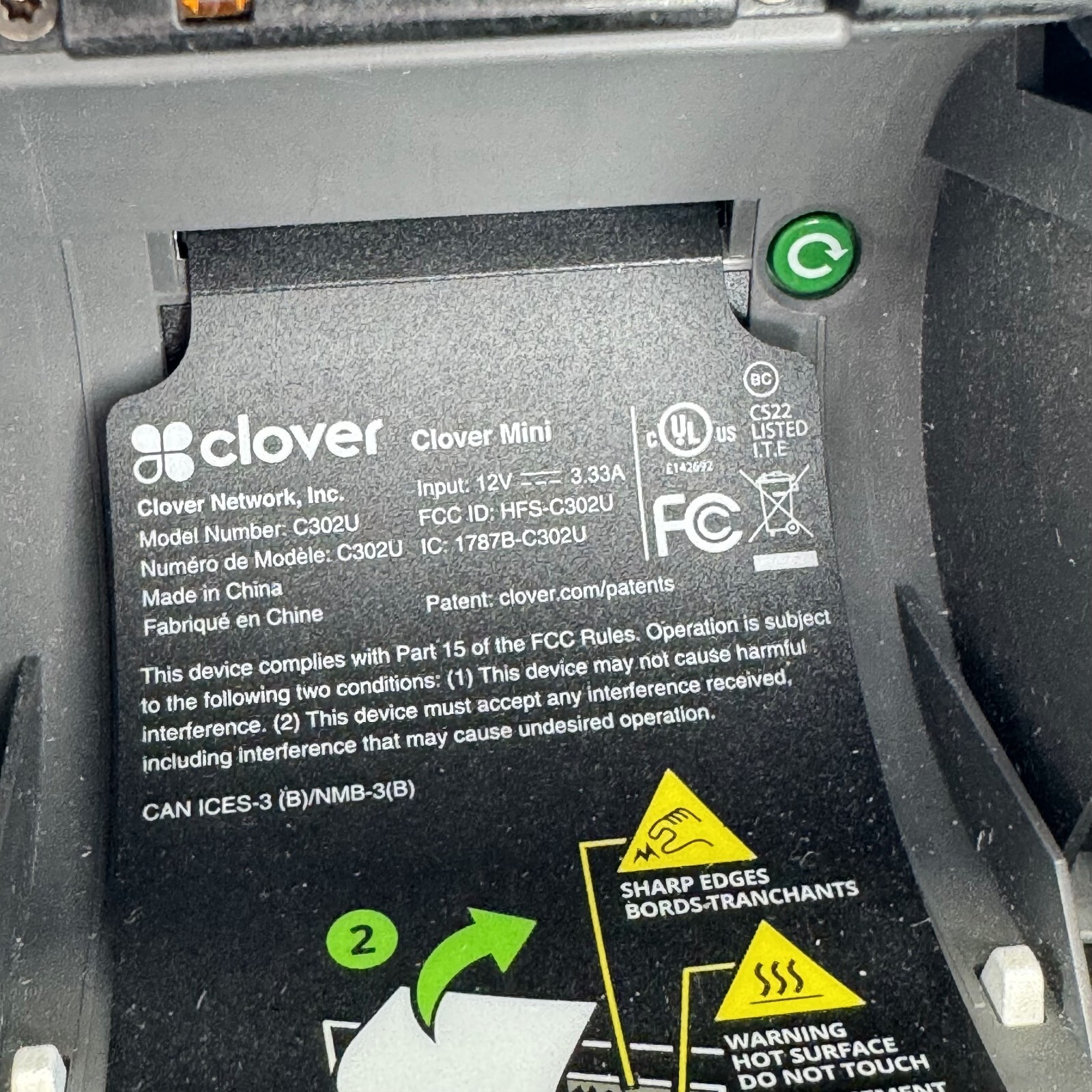 Clover Mini 2nd Generation C302U Credit Card Reader POS System White Corded