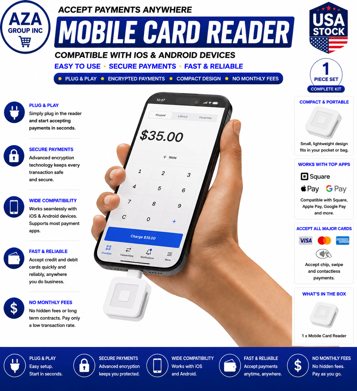 Square Reader For magstripe (USB-C) Mobile Credit Card Readers