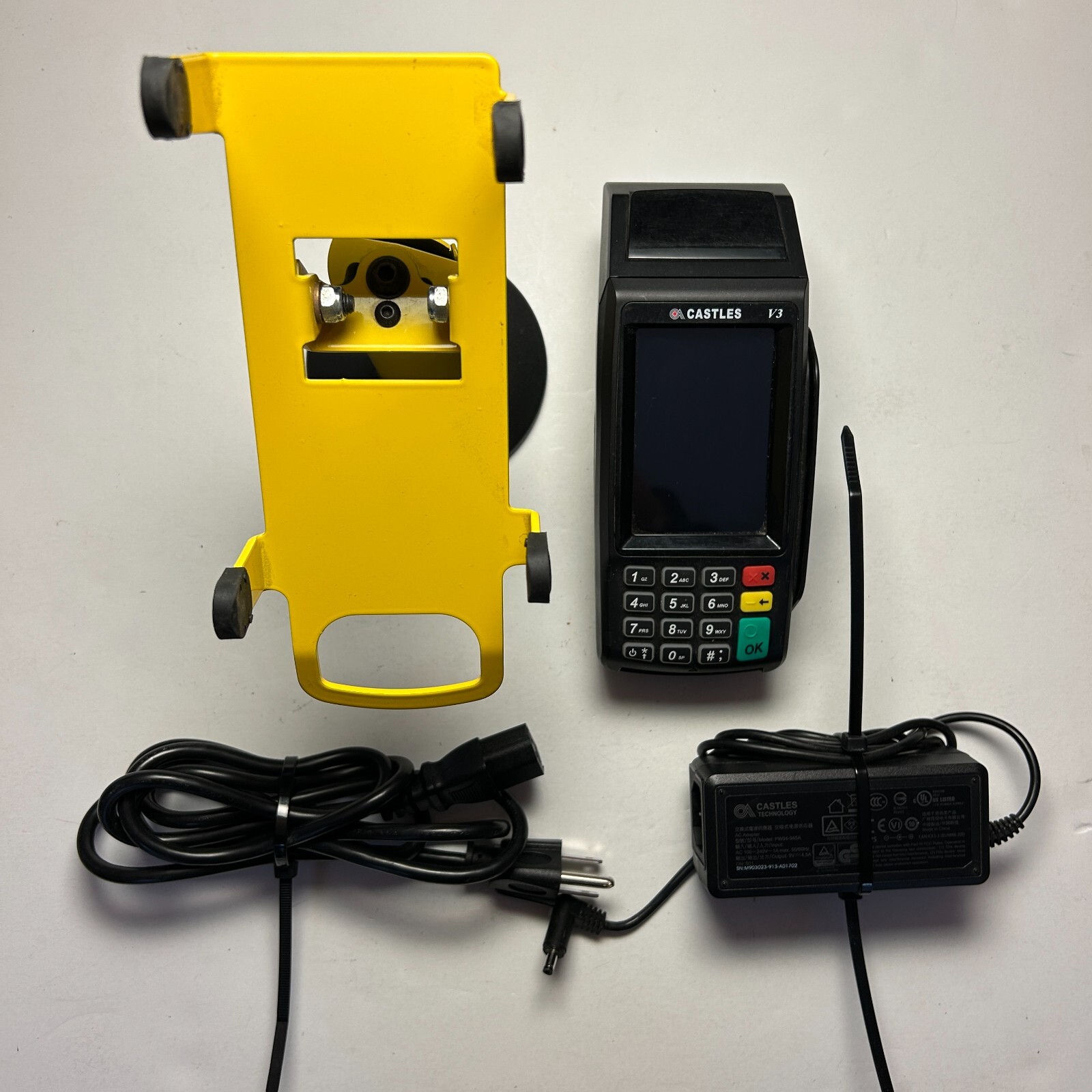 Credit Card Machine Castles V3 Vega 3000 POS Terminal Stand With Power Supply!