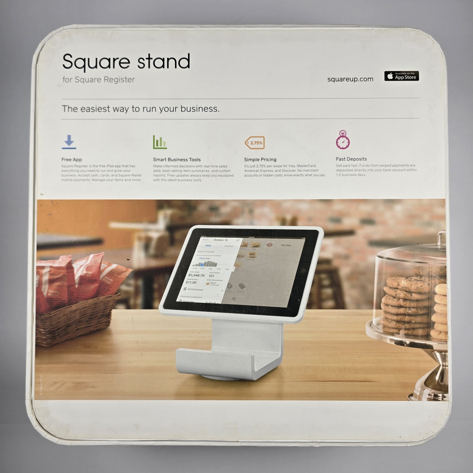 Square Stand Point of Sale POS For iPad 2 3rd Gen 30-Pin Connector White Used