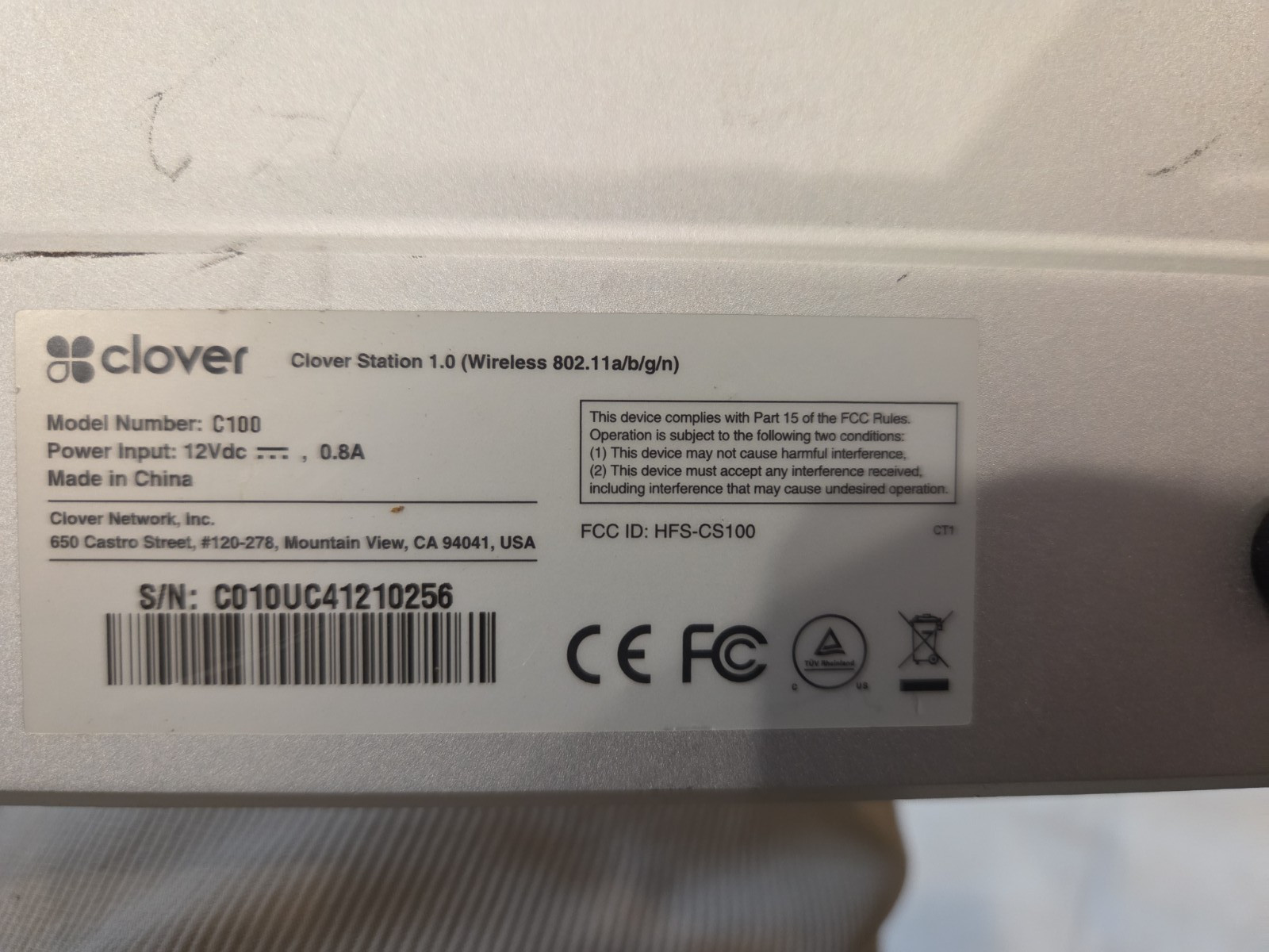 Clover Station C100 POS System Printer Power Cord Screen P100 Receipt Bundle