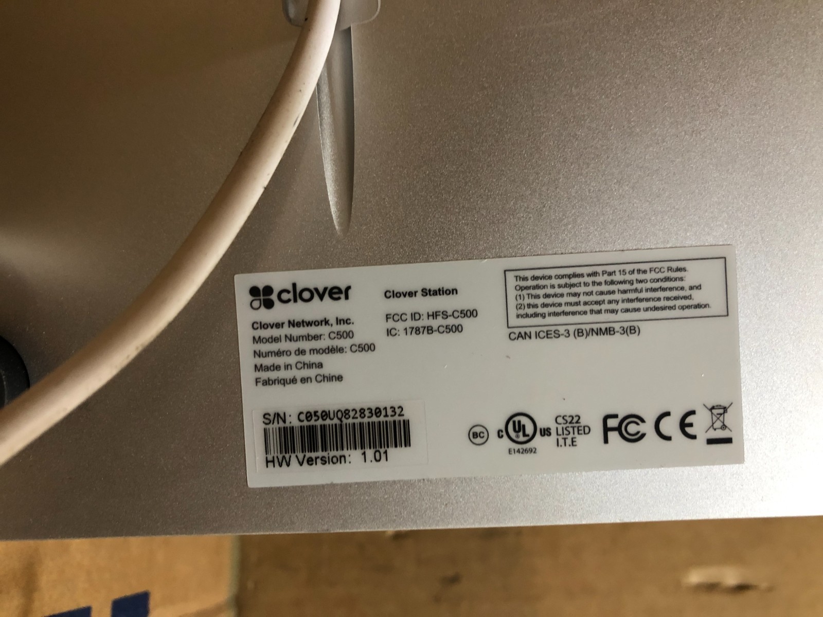 Clover Station Display C500, Printer P550, Hub H500 & Power Adaptor **