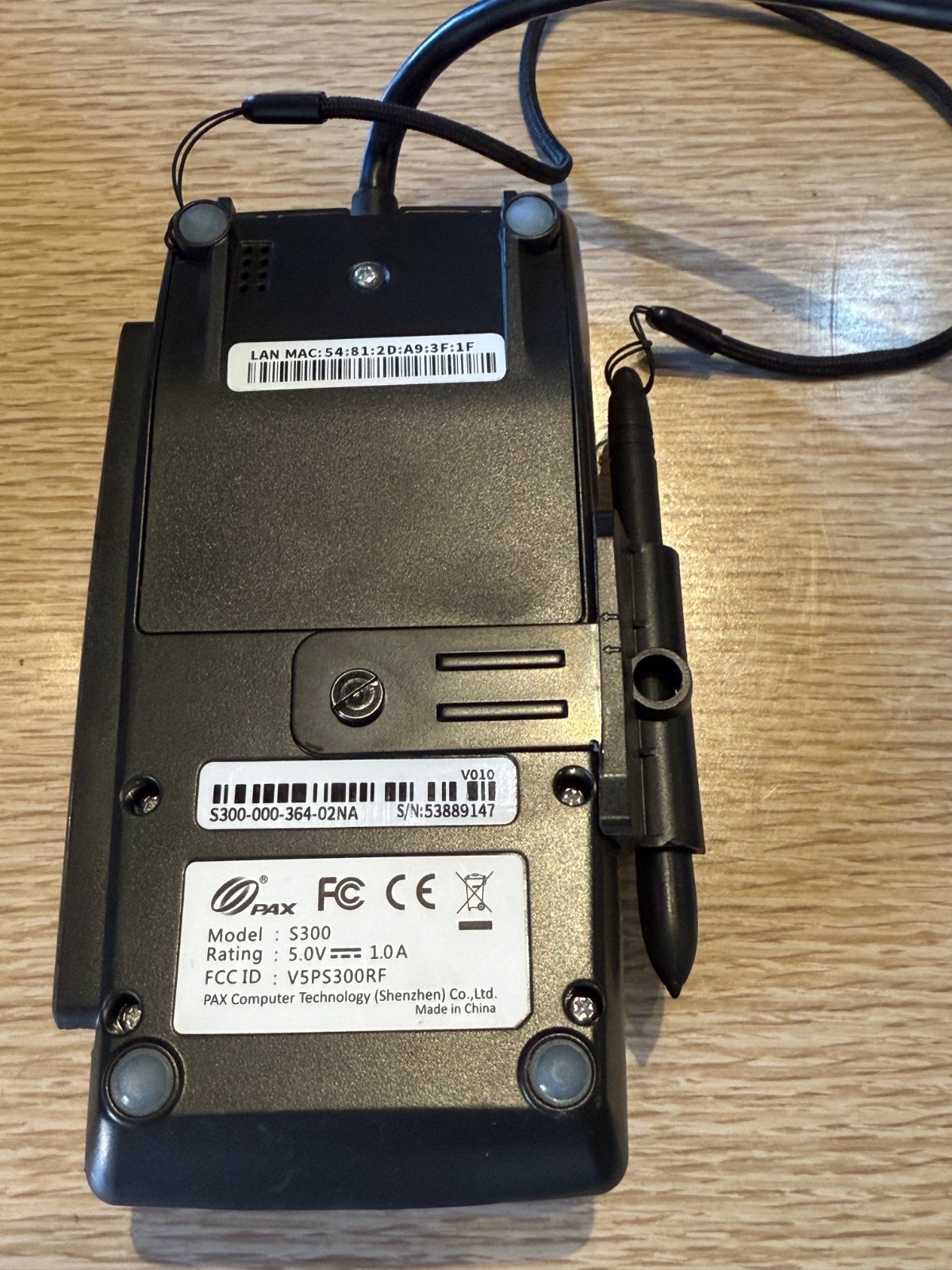 PAX S300 PIN Pad Credit/Debit Card Terminal with Power Adaptor