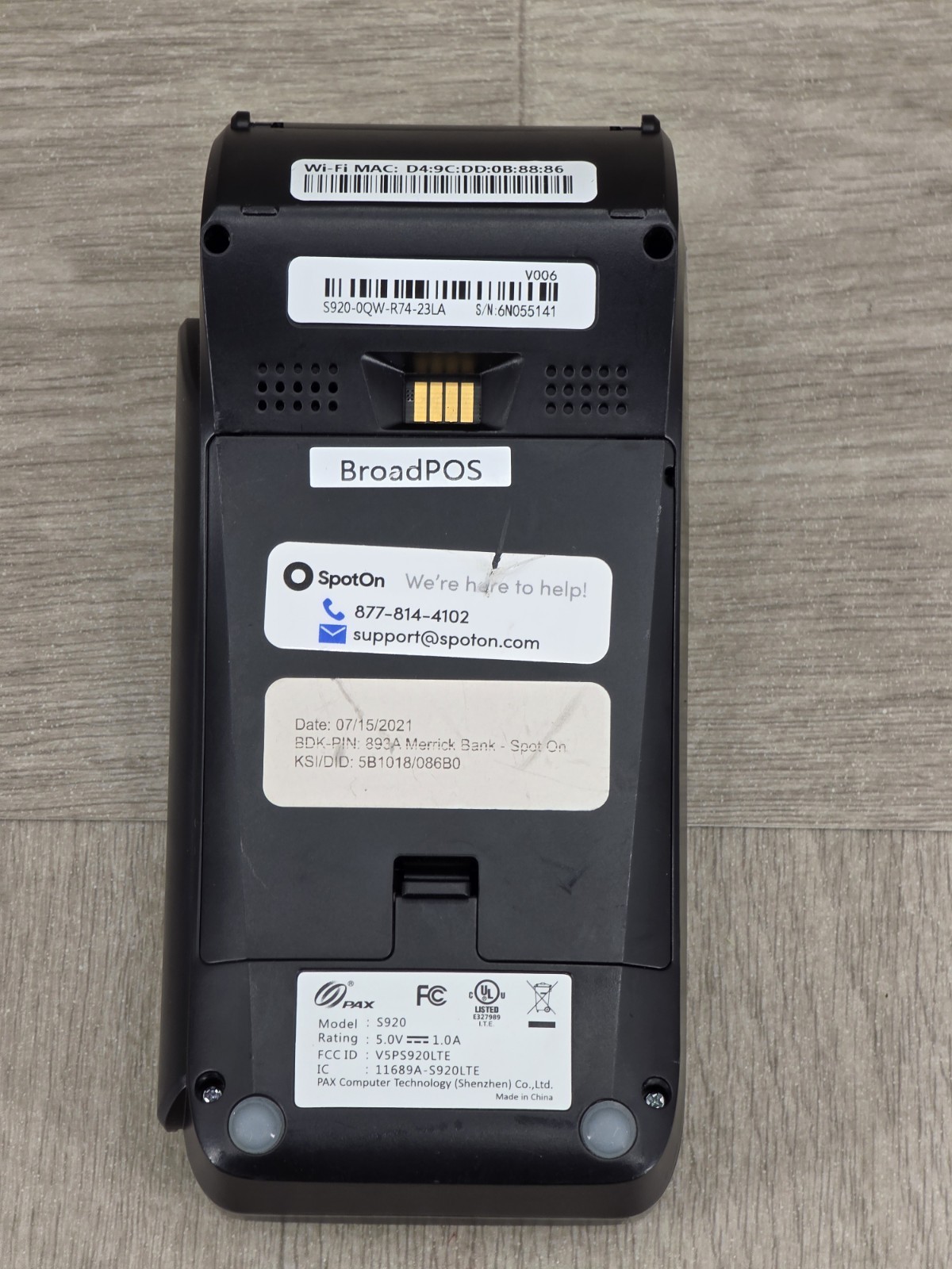 PAX S920 EMV NFC 4G Wireless Credit Card Machine S920-0QW-R74-23LA No Box/Cable