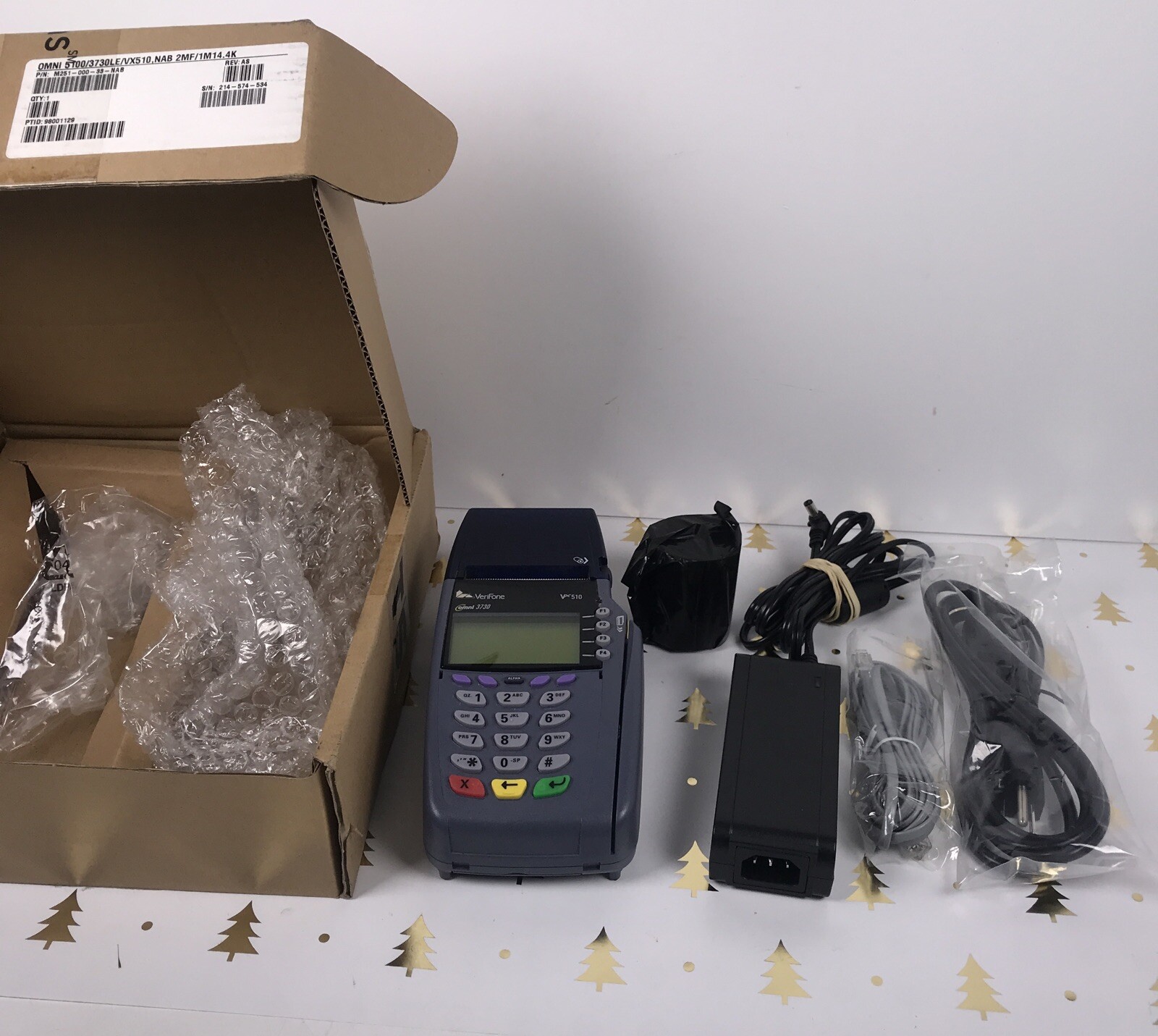 Verifone VX510 OMNI 3730 LE Credit/Debit Card Machine with Power Cord + Extras