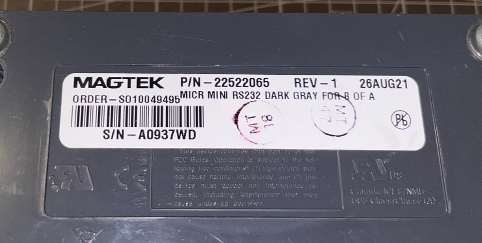 ✅ MagTek MICR Mini RS232 Check Reader 22523009 Rev. 1 PS/2 Port