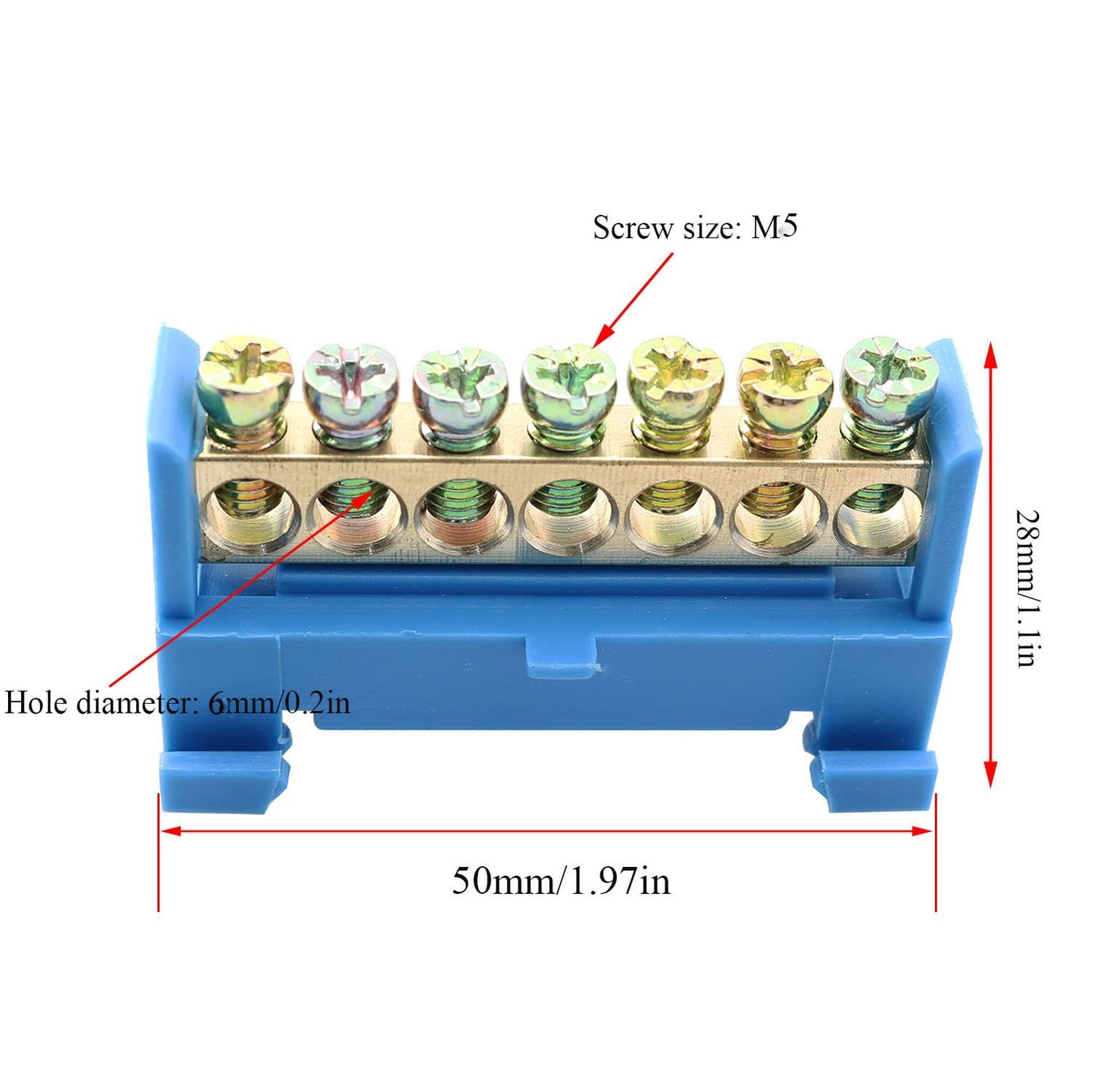 1pcs Terminal Block Terminal Bus Bar 7 Positions Screw Brass Terminal Groundi…