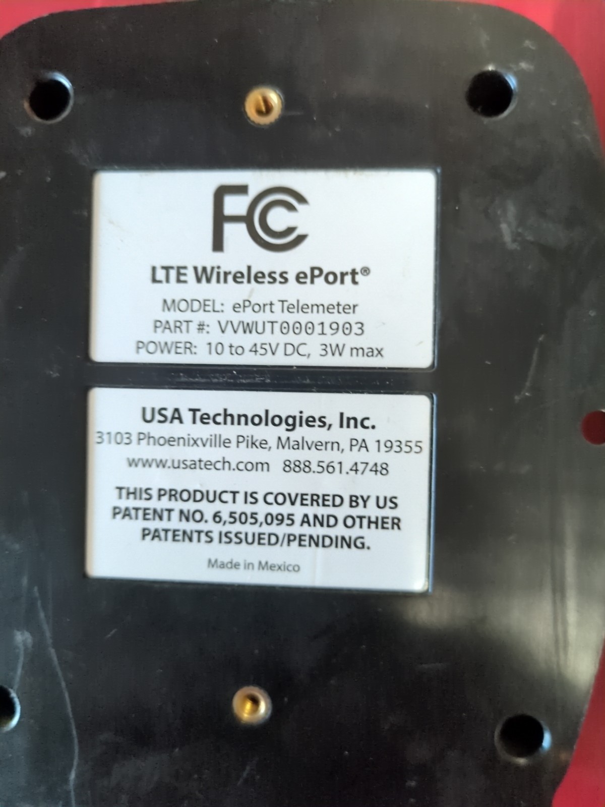 Eport Telemeter Part # VVWUT0001903 BY USA Technologies, LTE Wireless Port Qty-1
