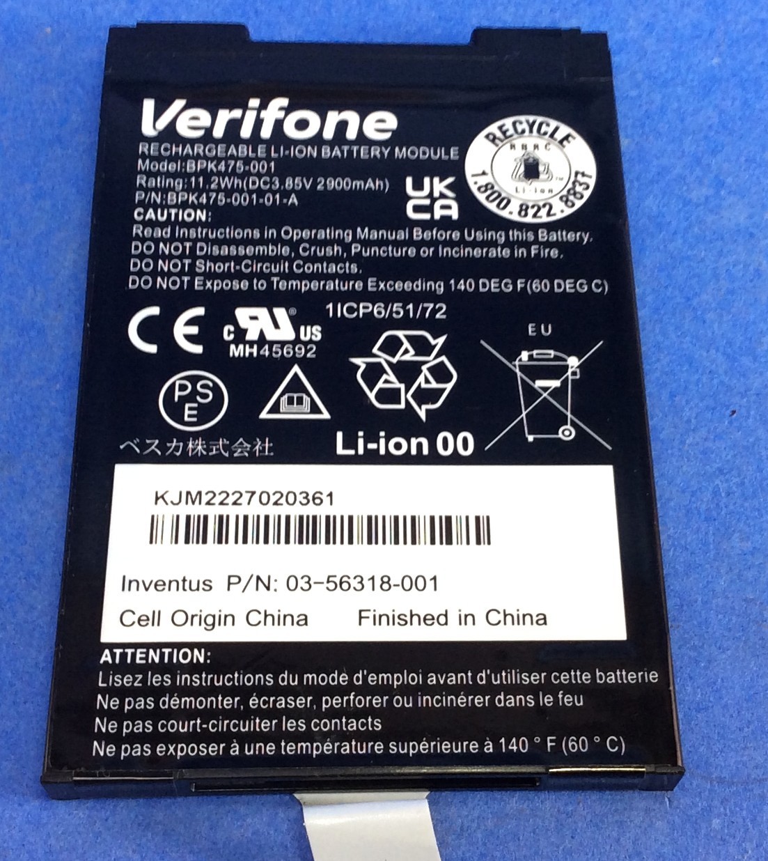 OEM Li-ion Battery for Verifone M435 003 04 NAA S V400M V400M Plus 4G – NEW